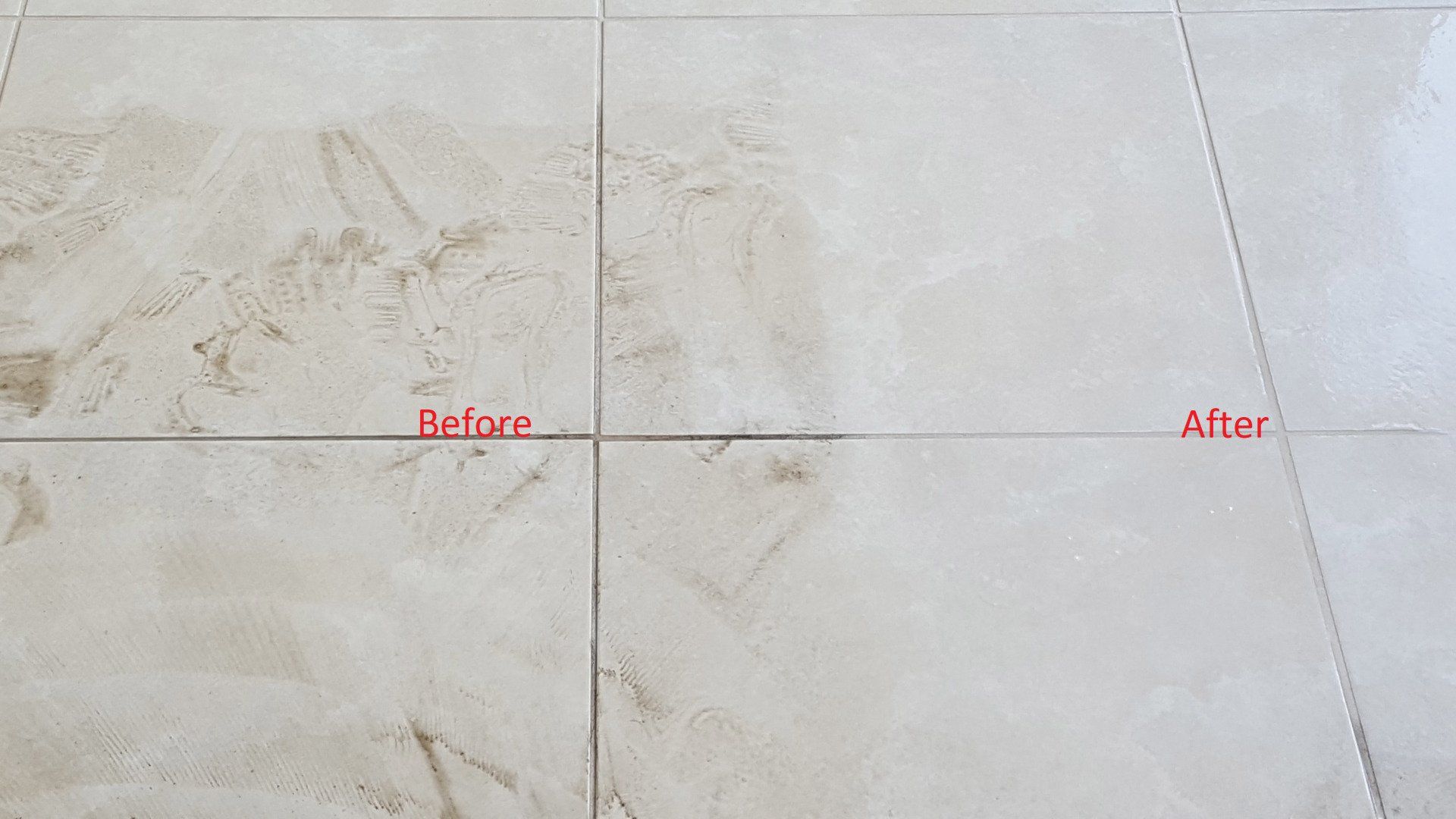 Before & After Concrete Tiles — Punta Gorda, FL — Superior Carpet & Upholstery Cleaning Inc