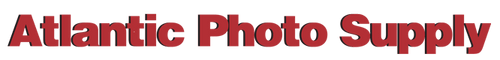 A red logo for atlantic photo supply on a white background