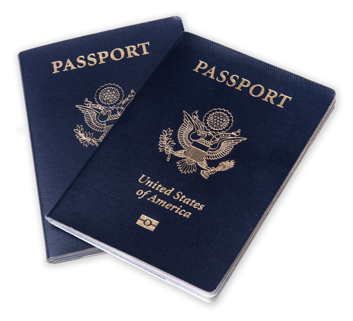 Two blue passports from the united states of america