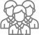 An icon featuring three stylized figures wearing shirts and ties, representing a team, group, or organization.