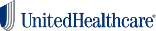 UnitedHealthcare logo featuring a blue and grey abstract symbol next to the company name in dark blue serif font.