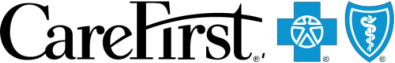 CareFirst logo, featuring the company name followed by the blue Blue Cross and Blue Shield symbols.