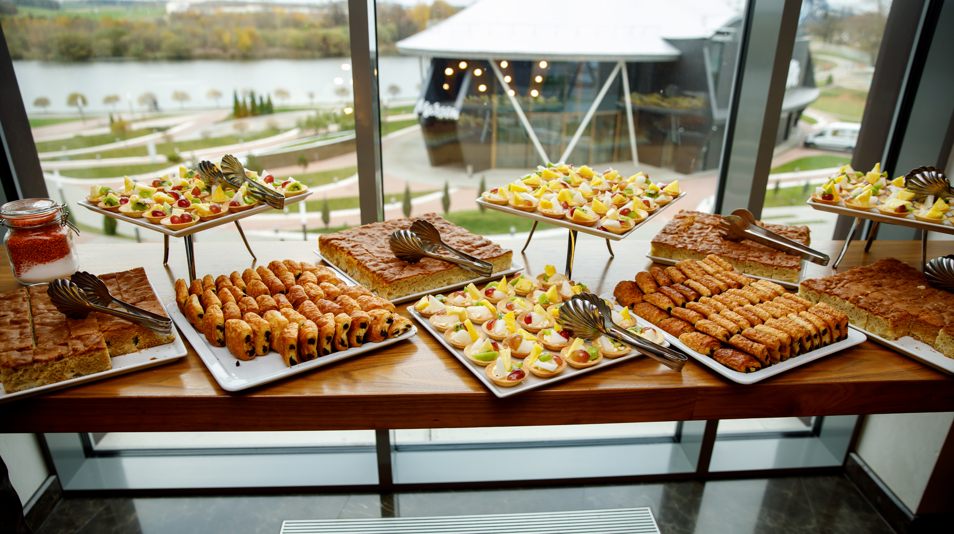 There are many different types of food on the table.