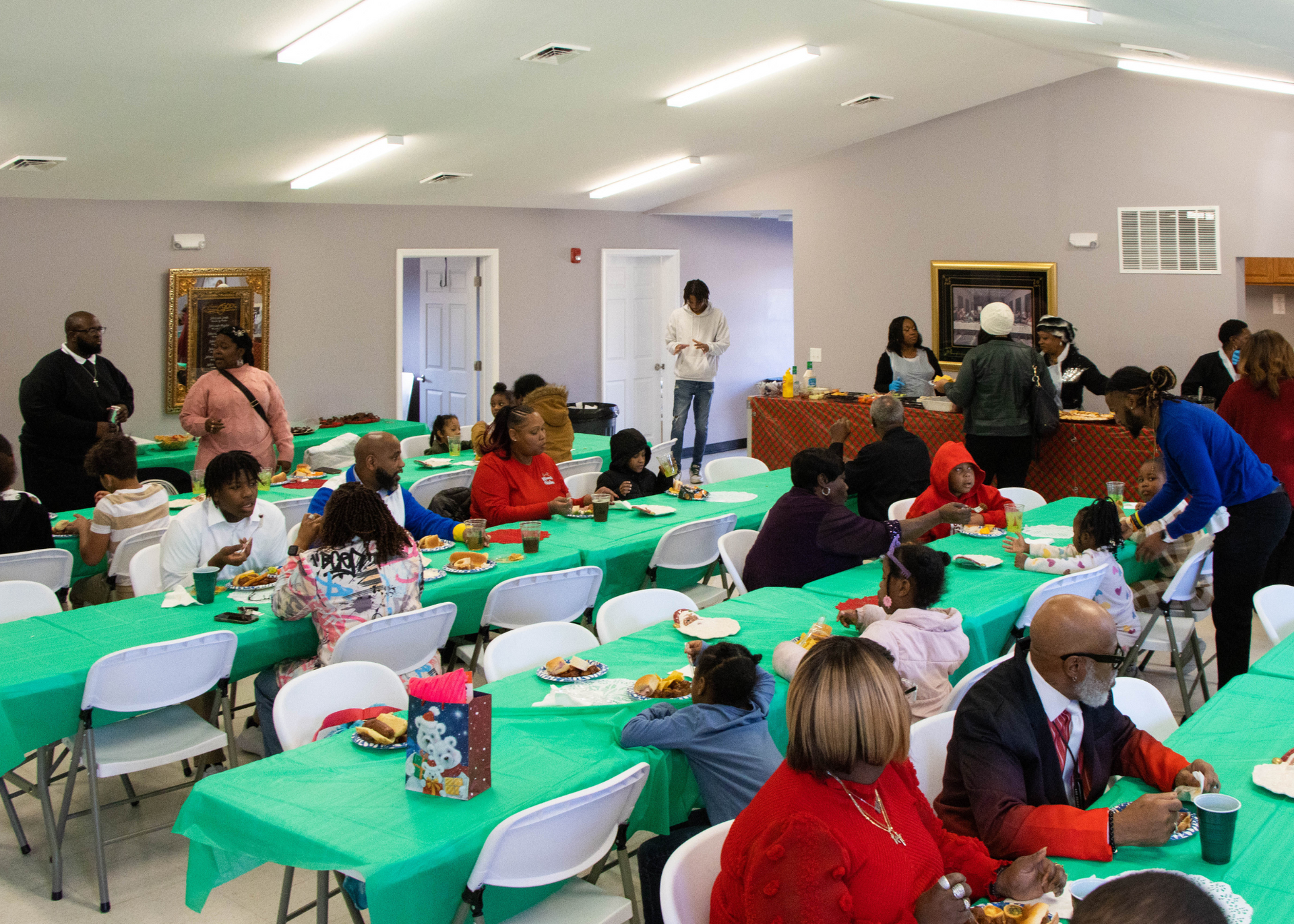 The inside of the new addition at Log Providence Church.