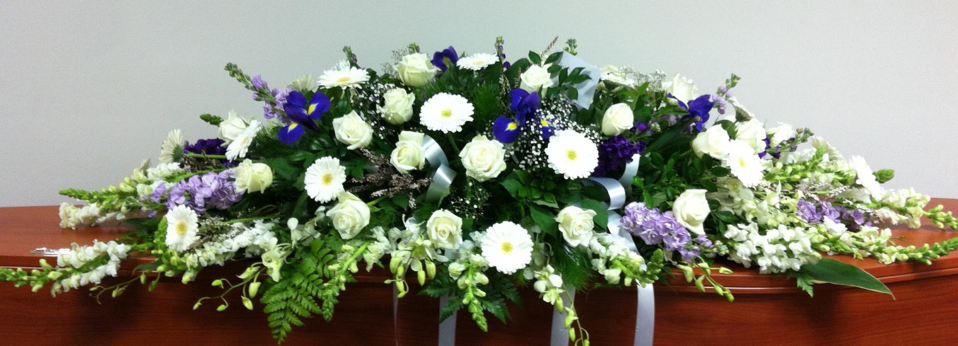 White Mixed Casket Spray – Funeral tributes in Rockhampton, QLD