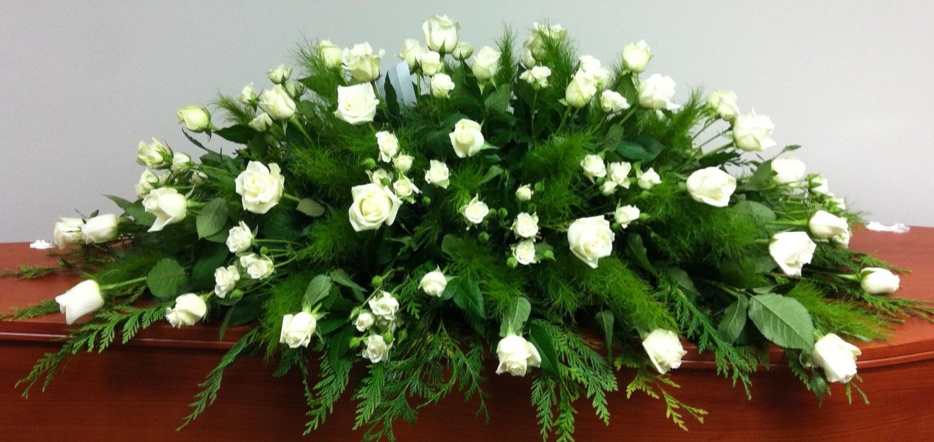 White Rose Casket Spray – Funeral tributes in Rockhampton, QLD