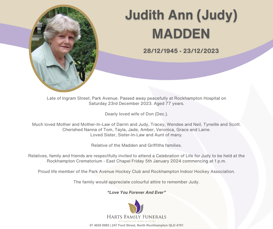 Funeral Notices North Rockhampton, QLD Harts Family Funerals