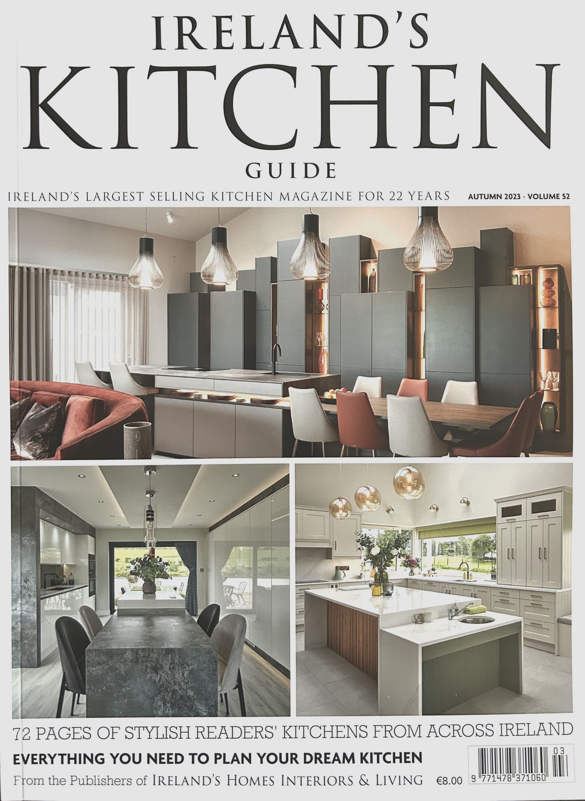 Kitchen magazine cover page with featured Cush Interiors kitchen.