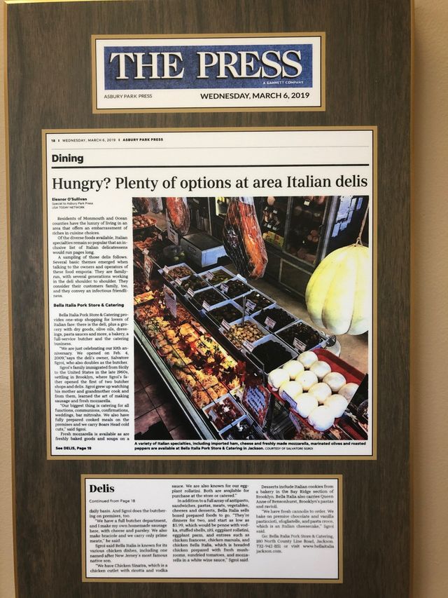 Italian Food - Jackson, NJ - Bella Italia Pork Store & Catering
