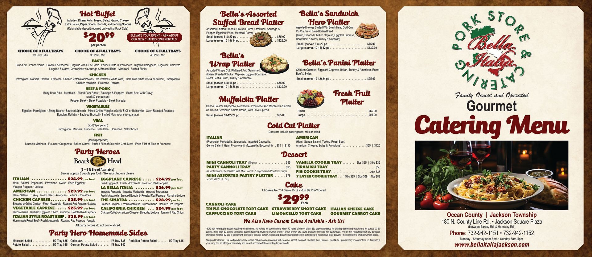 Bella Italia Lunch Menu — Catering in Jackson, NJ