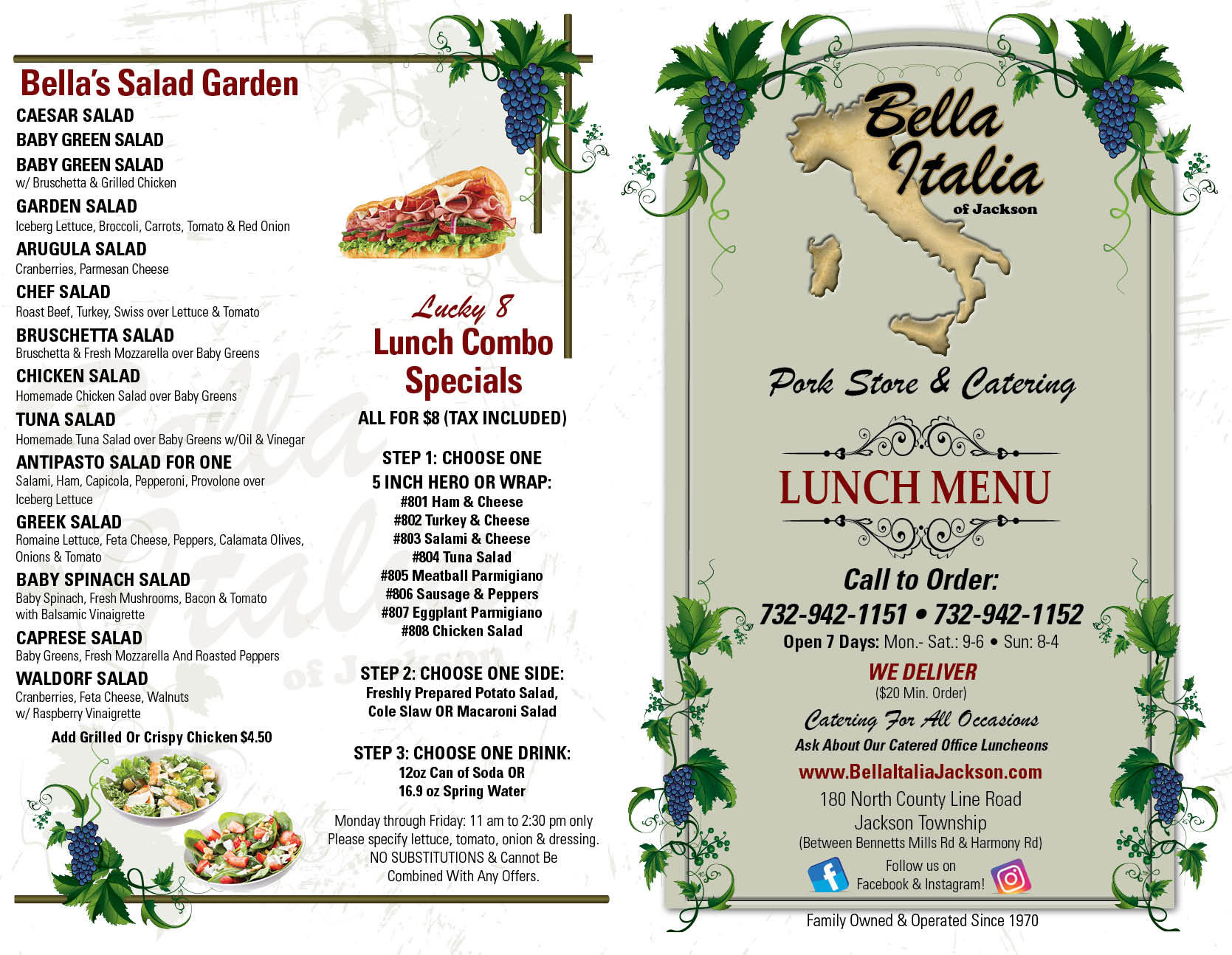 Italian Food Jackson, NJ Bella Italia Pork Store & Catering