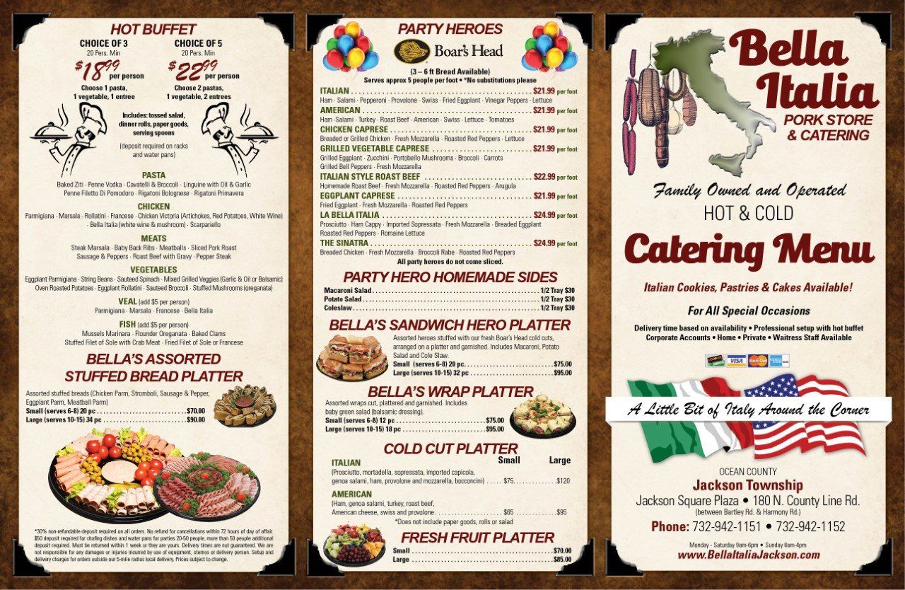 Italian Food Jackson, NJ Bella Italia Pork Store & Catering