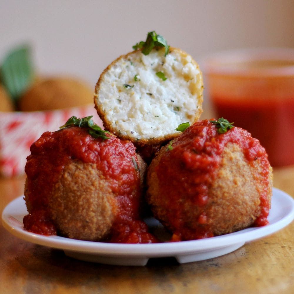 Arancini rice balls from Faicco's Italian Specialties, Greenwich Village NYC