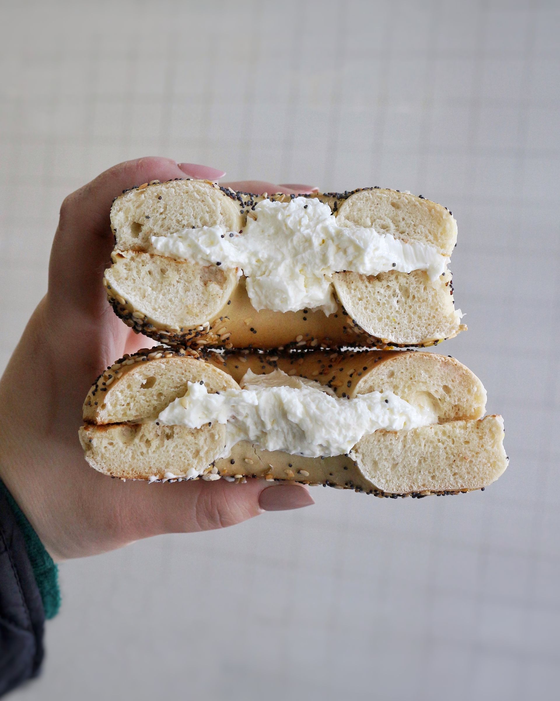 Everything bagel with plain cream cheese