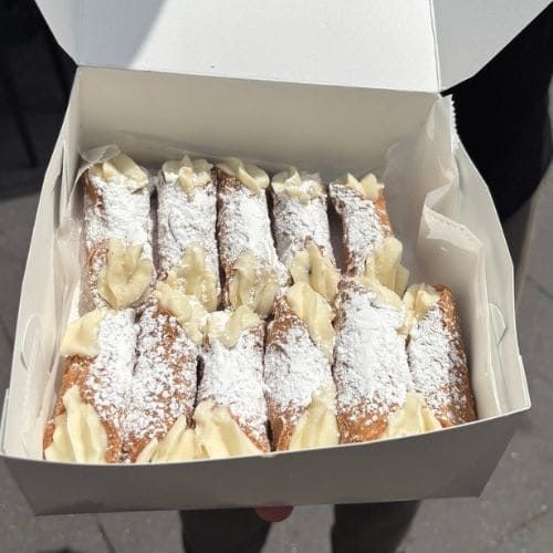 Box of cannolis from Eileen's Special Cheesecake, Little Italy NYC