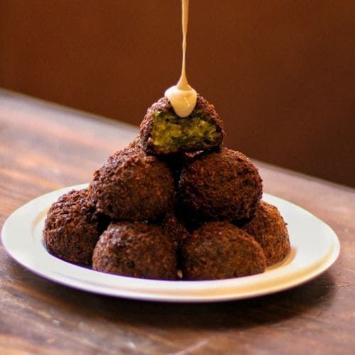 Crispy Falafel ball from Mamoun's Falafel on MacDougal Street in Greenwich Village