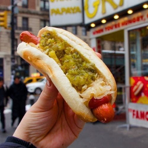 Hot dog from Gray’s Papaya on the Upper West Side NYC