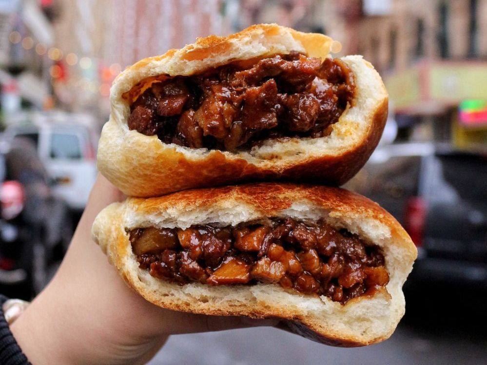 Roast pork buns from Mei Lai Wah on Bayard Street in Chinatown New York City