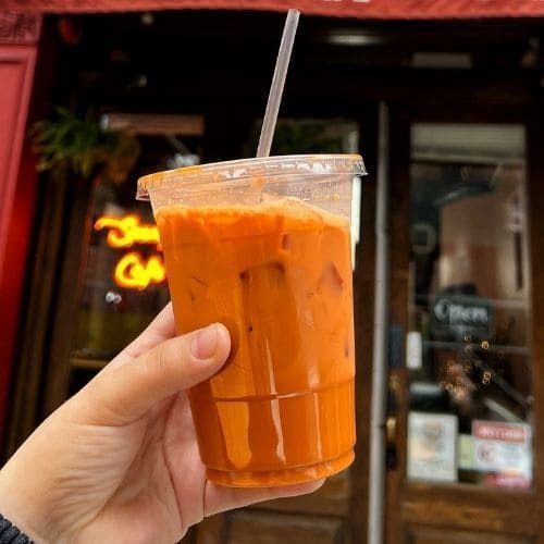 Thai tea from Spongies Cafe in Chinatown, NYC