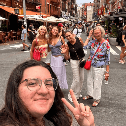 Tour Guide Alex with Guests on Mulberry Street, Little Italy