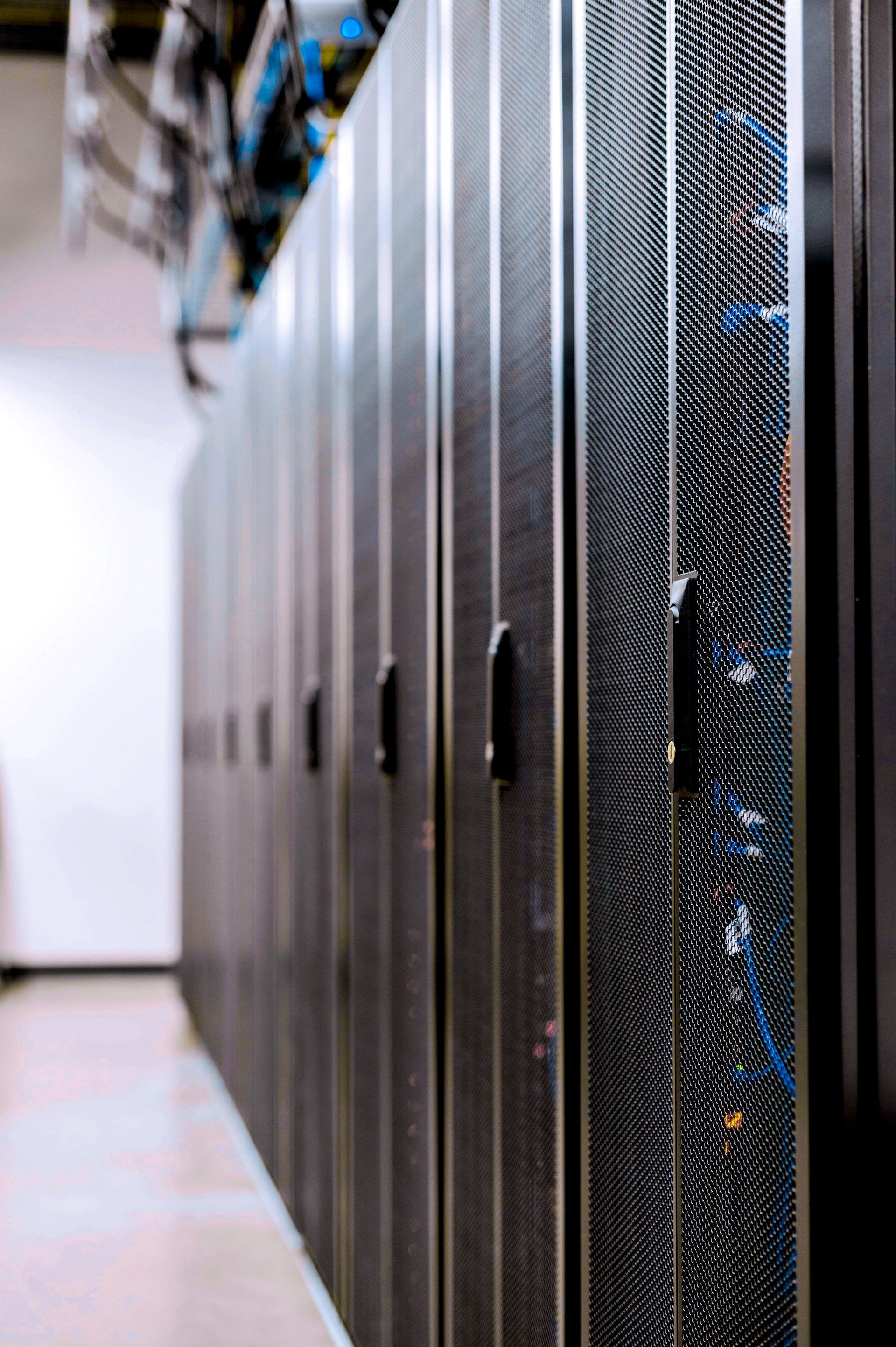 A row of servers in a data center.