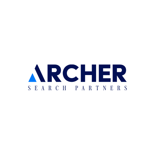 Logo for Archer Search Partners: Blue text with