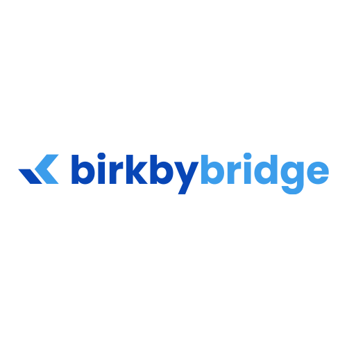 Logo for Birkby Bridge, a technology company. Text is dark blue and light blue on a white background.