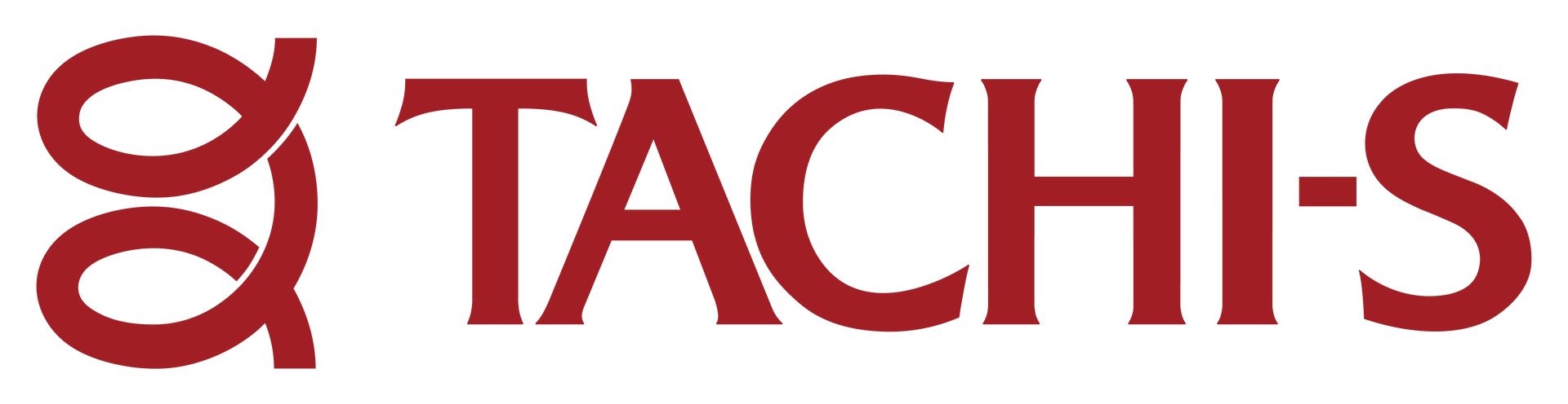 Um logotipo vermelho da tachi em um fundo branco