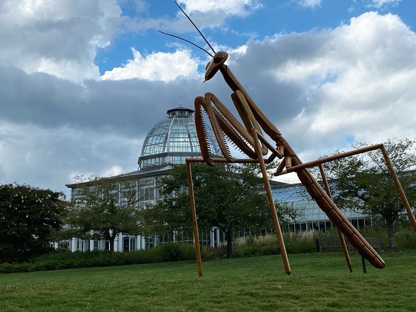 Image of a grasshopper sculpture from Lewis Ginter Botanical Gardens. Image captured by RETEX's Katelyn Lewis. 