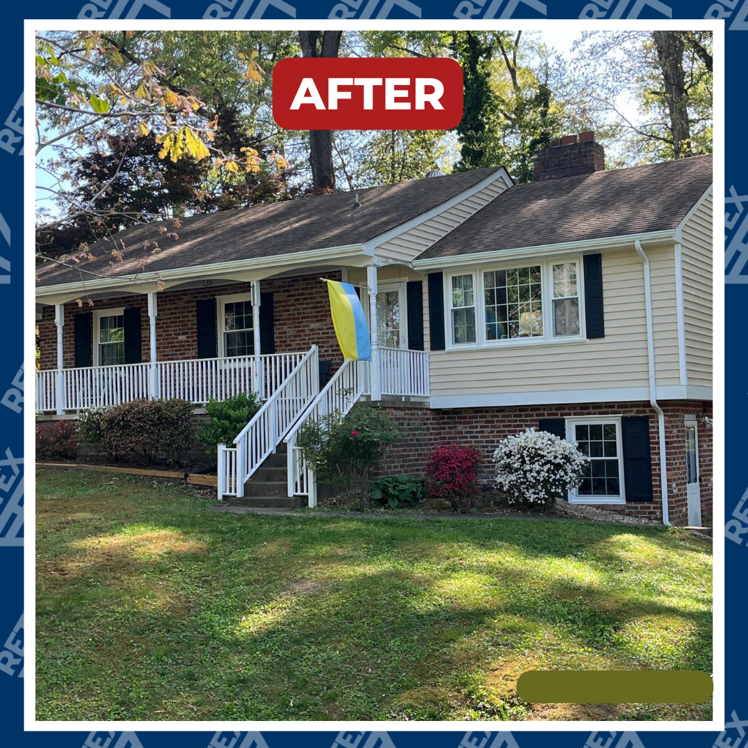 A graphic showing an after-install photo of a North Chesterfield home that RETEX replaced the siding for in 2024.