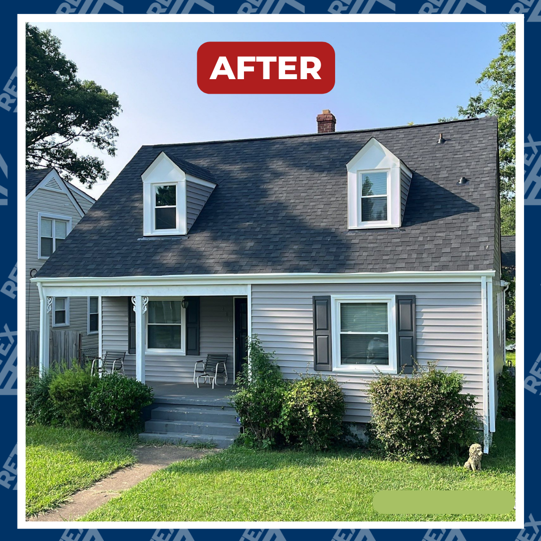 A graphic of an after-installation image of a RETEX roof replacement in Richmond, VA 23222.