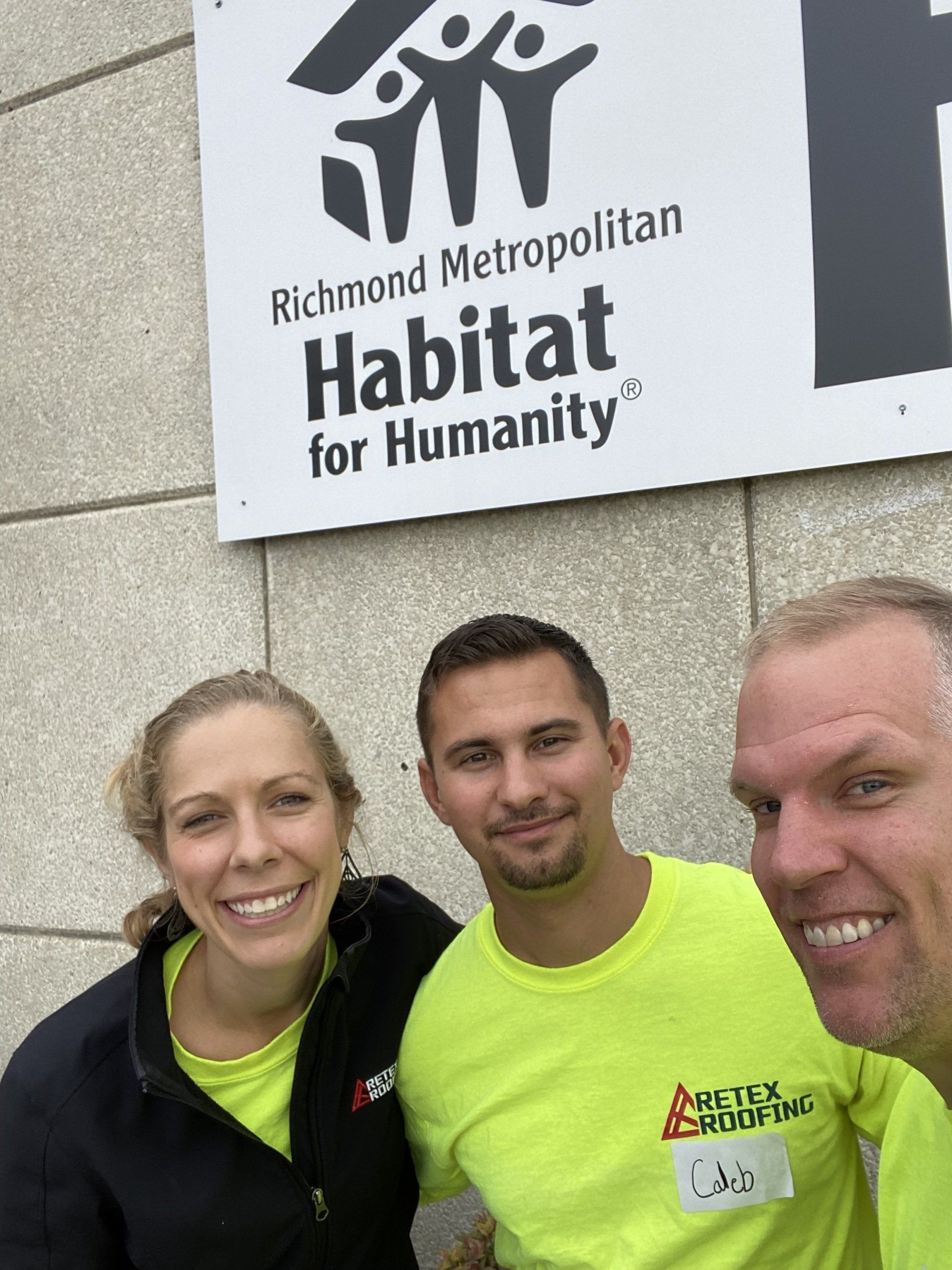 Image of RETEX's Katelyn Lewis, Caleb Kammerling, and Mark Erickson at Habitat for Humanity's Midlothian ReStore.