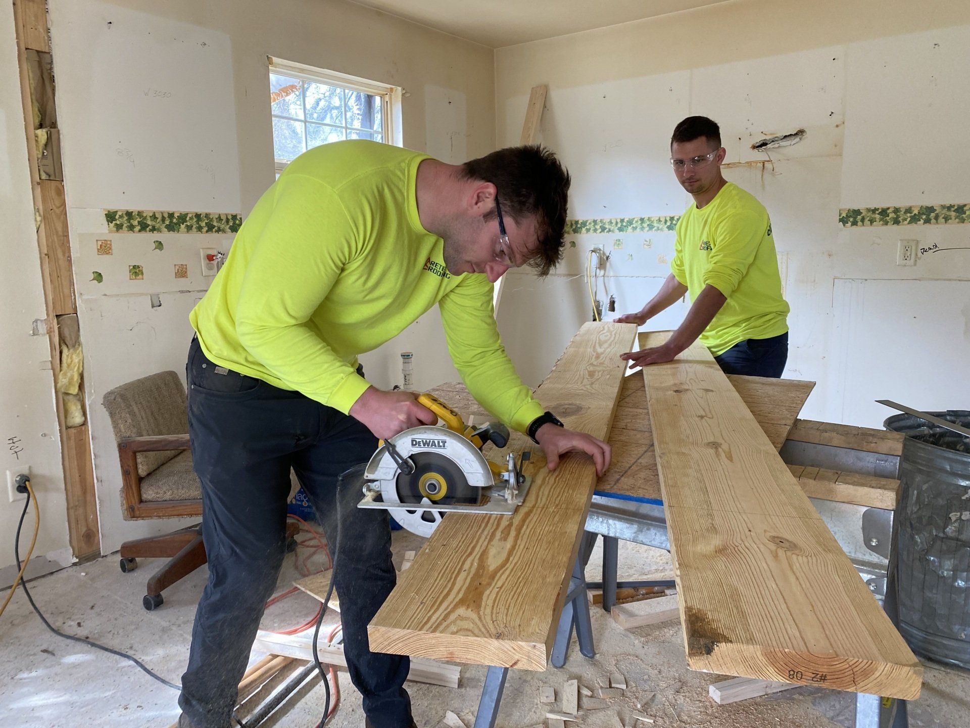 Image of RETEX's Josh Lewis and Caleb Kammerling volunteering with Richmond Habitat for Humanity.