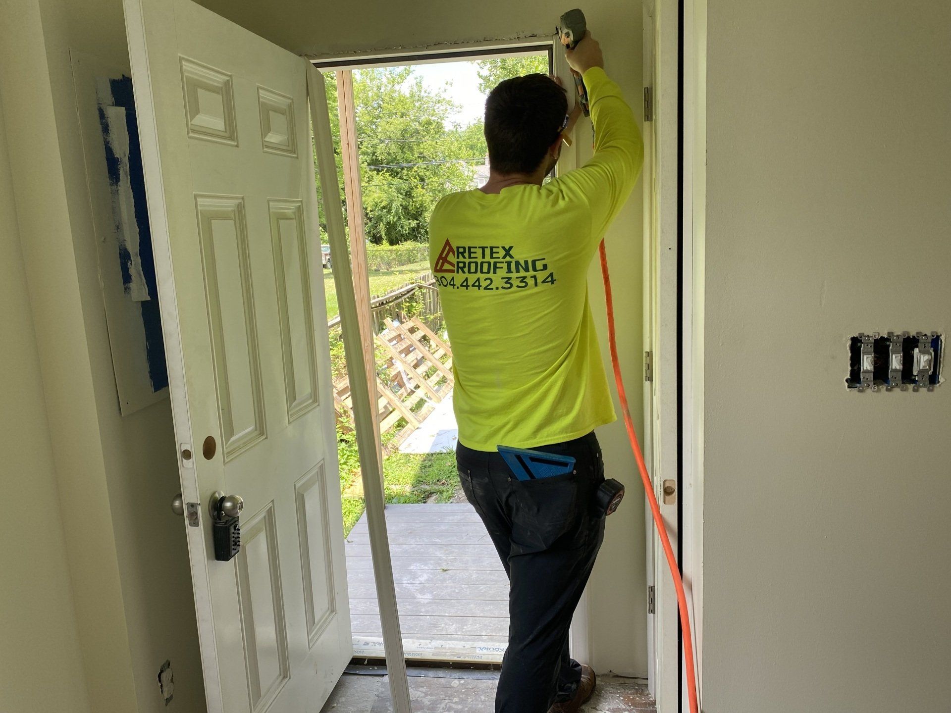 RETEX's Josh Lewis volunteering at RIchmond Habitat for Humanity in June 2022.