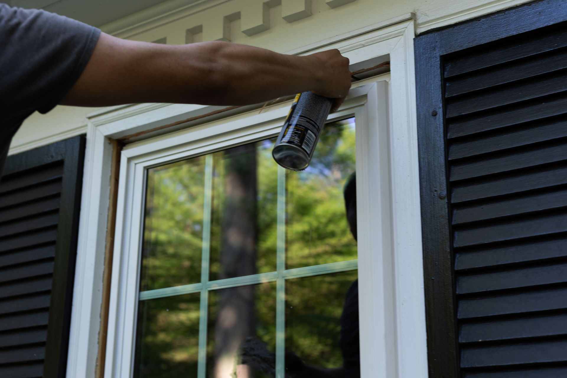 A during-installation image of a RETEX window replacement in North Chesterfield VA 23235.