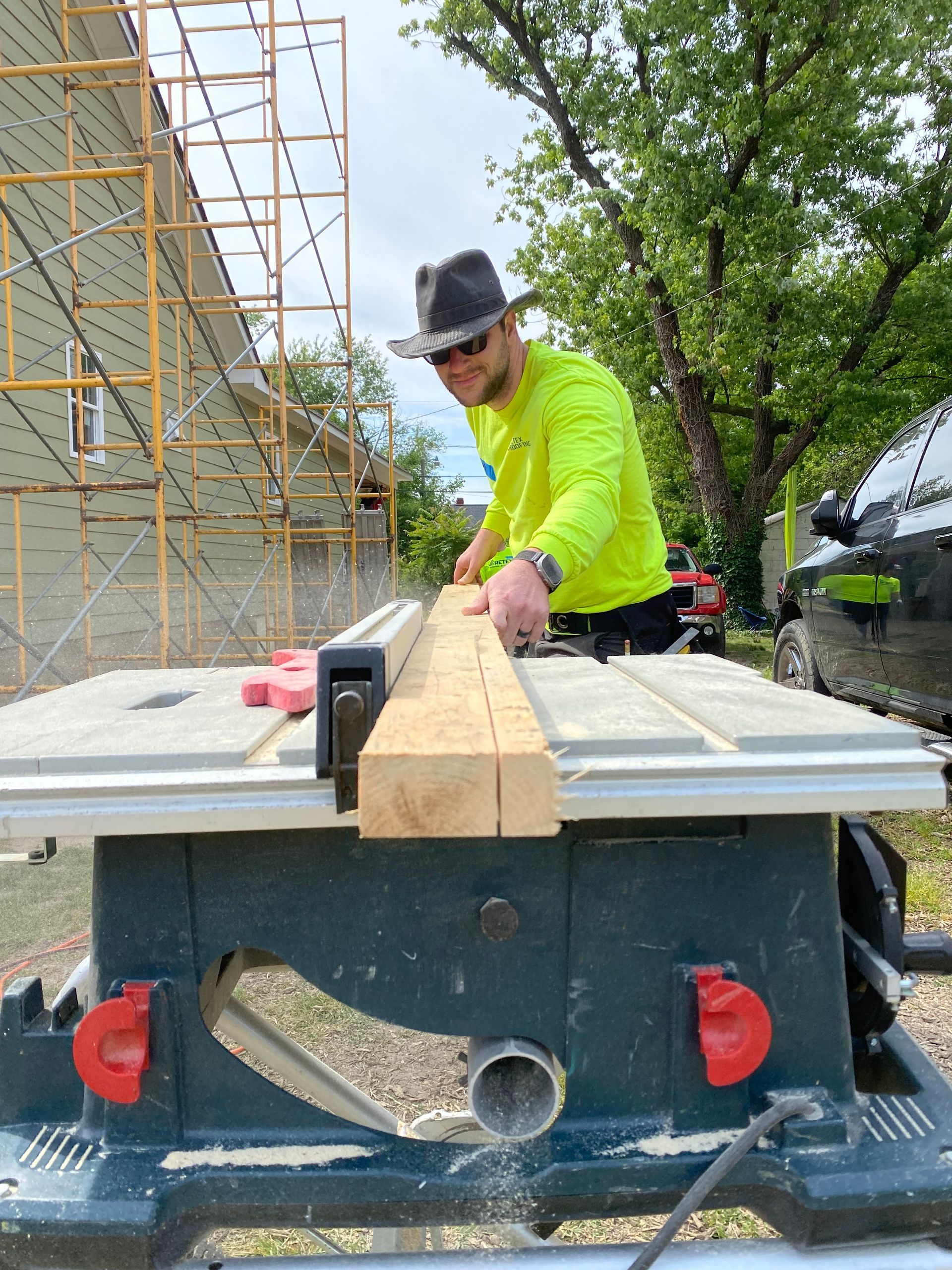 Image of RETEX’s Josh Lewis volunteering with Richmond Habitat for Humanity in May 2023.