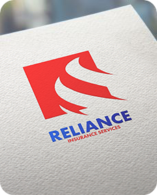 Reliance Insurance Services logo: Red square with a stylized white arrow, blue text below.