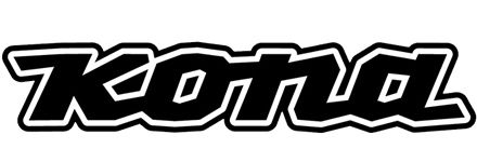 A black and white logo for a company called kona.