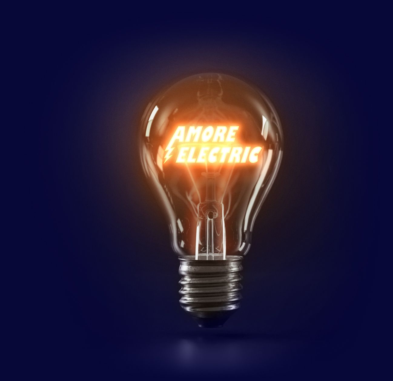 A light bulb with amore electric written inside of it
