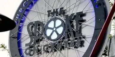 A close up of a ferris wheel with the word smoke on it.