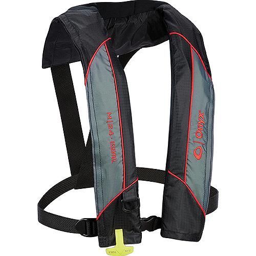 Onyx M-24 Manual Inflatable Life Jacket – Lightweight Adult PFD (Red/Gray)