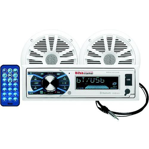 Boss Audio Marine Stereo Package – Single-DIN Receiver + 6.5