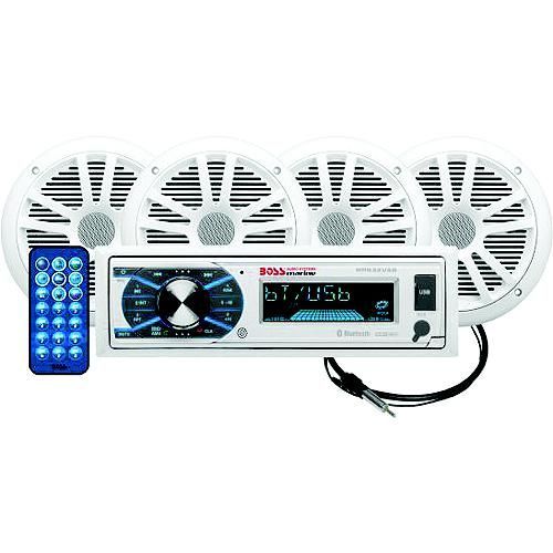 Boss Audio Marine Stereo Package – Single-DIN Receiver + 6.5