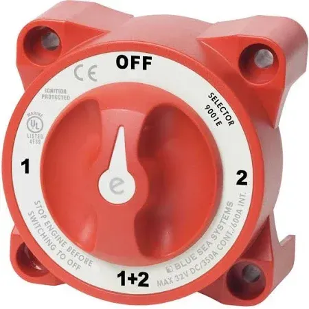 Mini 4-Position Battery Selector Switch – Red (M-Series)
