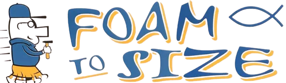 The logo for foam to size shows a man holding a hammer.