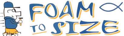 The logo for foam to size shows a man holding a hammer.