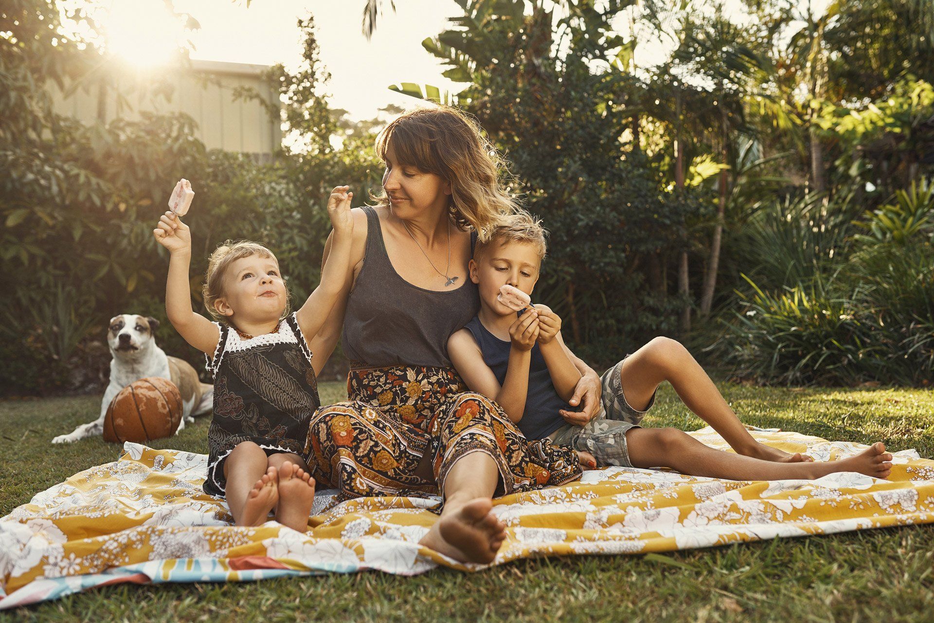 Family Picnic on Lawn — Sydney, NSW — Emerald Lawn Landscape