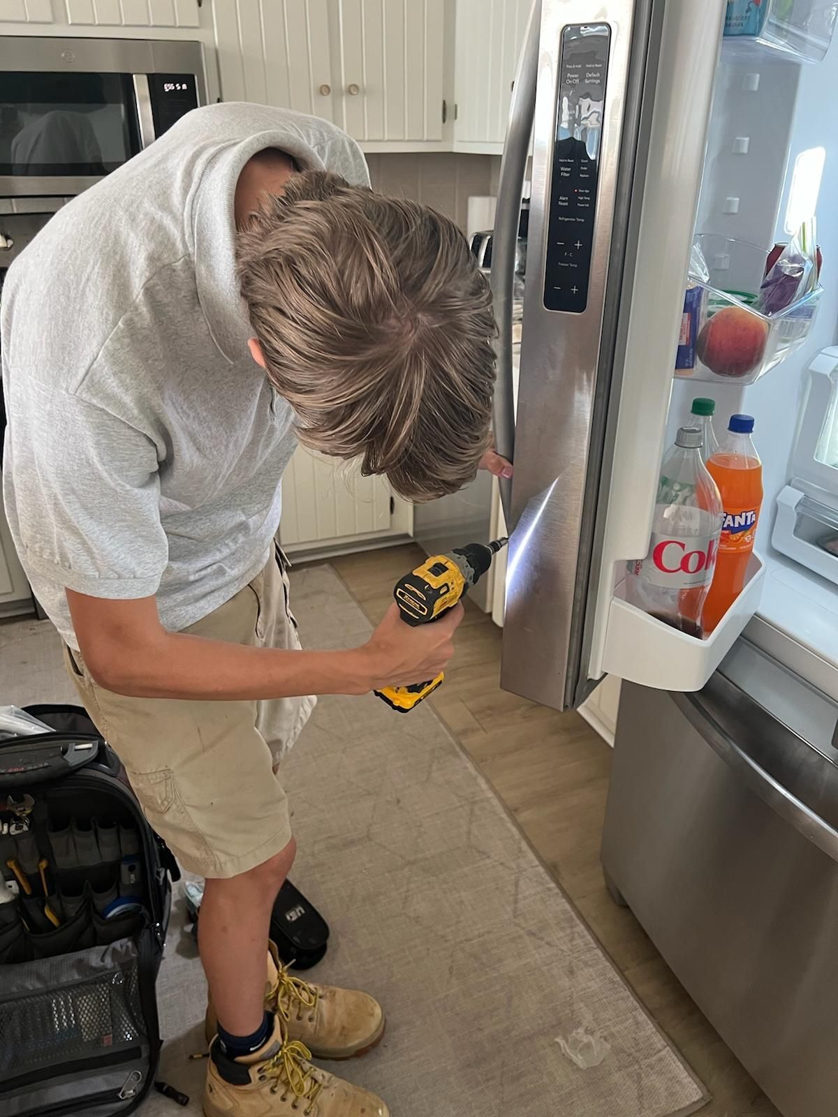 Family businesses include having your son work with you over the summer!