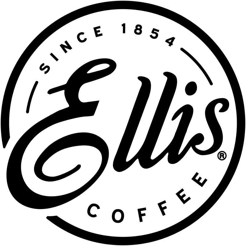 Ellis Coffee logo: black and white circular design with 