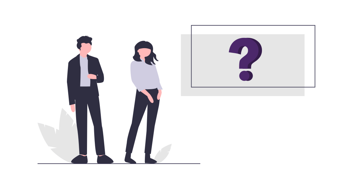 two people have questions illustration